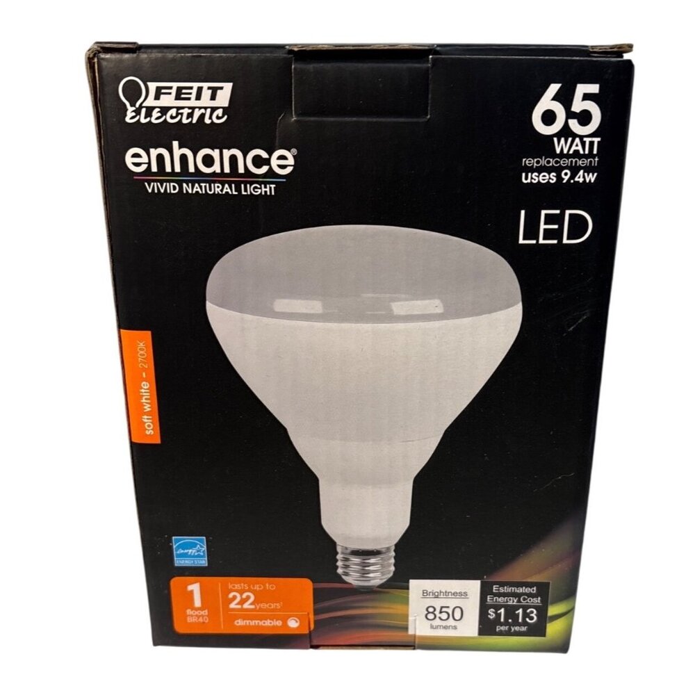 Feit Electric Single 9.4 Watt 65W Replacement Br40 Soft White LED Bulb Set of 4